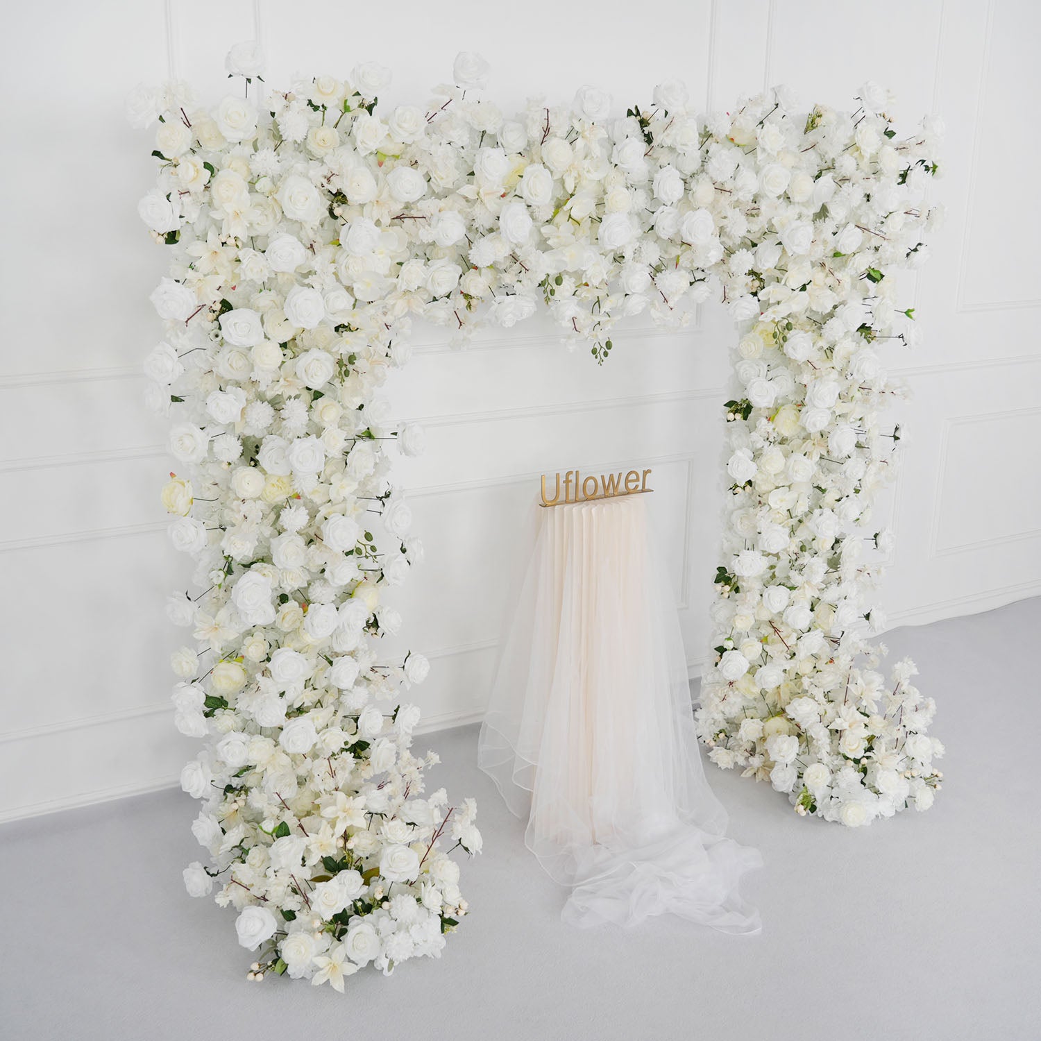 White Rose Flower Row Wedding Background Frame Arch